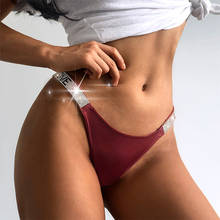 Calcinha sensual cintura brilhante, roupa íntima feminina com tanga fio dental 2024 - compre barato
