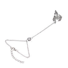 Fashion Crystal Leaf Slave Chain Hand Harness Silver Plated Bracelet 2024 - buy cheap