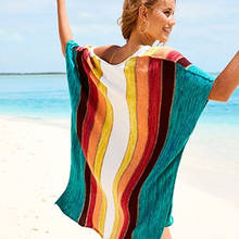 Graceful Women Cover Ups Swimwear Rainbow Knitted Beach Dress Kimono Coverups For Women Bikini Swimsuit Cover Up Beach Woman 2024 - buy cheap