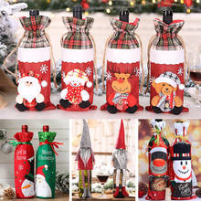1pc NEW Christmas Red Wine Bottle Covers Santa Clause Snowman Champagne Bottle Bag DIY New Year Christmas Party Home Table Decor 2024 - buy cheap