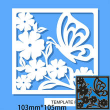 Corte de metal dados borboleta e flor padrão quadrado novo modelo de papel scrapbook gravando diy ofício de cartão de papel 103*105mm 2024 - compre barato