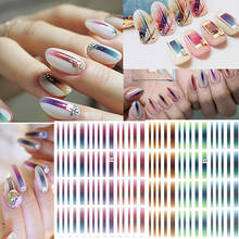 1 sheet Gradient Striped Colorful Lines 3D Nail Art Sticker Adhesive Decal Japanese Nail Accessories for Nail Decorations 2019 2024 - buy cheap