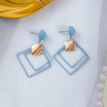 Autumn Winter New Blue Earrings Vintage Matte Drop Earrings for women Metal Fashion Statement Dangle Earring 2020 Trend Jewelry 2024 - buy cheap
