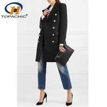 10.29   HIGH QUALITY !!! 2019 Autumn Winter New Slim notched Double breasted cashmere coat women 2024 - buy cheap