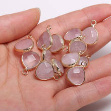 3 pçs pedra facetada natural encantos pingentes gota de água forma rosa quartzs para colar diy jóias fazendo 13x18mm 2024 - compre barato