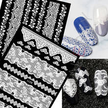 3D White Lace Flower Nail Sticker Manicure Design Sticker Decals Self Adhesive Transfer Foil Art Set of Nail Stickers Wraps Tips 2024 - buy cheap
