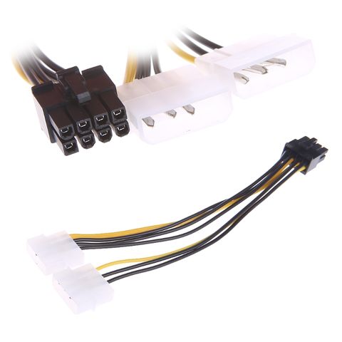 2x 4-контактный молекс LP4 до 8-Pin разъем PCI Express Видеокарта блок питания ATX PSU Мощность адаптер кабель J0PB 2022 - купить недорого