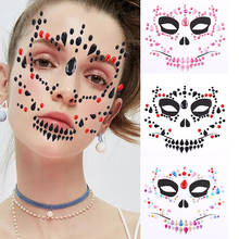 1Pcs 3D Face Jewels Temporary Tattoo Rhinestone Self-Adhensive Sticker Glitter Fake Tattoo For Woman Party Face Jewels 2024 - buy cheap