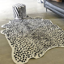 Alfombra de piel nórdica para sala de estar, tapete suave de piel de leopardo de nieve manchado en blanco y negro, dormitorio, mesa de centro, Hotel 2024 - compra barato