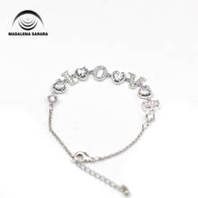 Madalena sarara pulseira de zircônia cúbica aaaa moda simples l o e charme de bracelete de ligação em duas opções de cores 2024 - compre barato