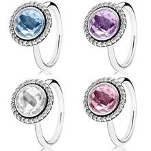 Autêntico 925 prata esterlina anel cintilante rosa legado com anel de cristal para a festa de aniversário feminino presente pandora jóias 2024 - compre barato