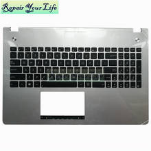 Laptop keyboard for ASUS N56 N56VM US English black backlight Topcase silver palmrest 0KNB0-6621US00 9Z.N8BBQ.K01 replacement 2024 - buy cheap