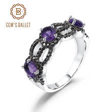 GEM'S BALLET 1.30Ct Natural Amethyst Birthstone Rings 925 Sterling Silver Hollow Fancy Band Ring for Women Wedding Fine Jewelry 2024 - buy cheap