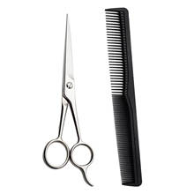 Tesoura para corte de cabelo, para barbeiro e cabeleireiro, em aço inoxidável, para corte de cabelos e pente 2024 - compre barato