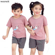 Weoneit-Conjunto de ropa informal para niños y niñas, camiseta de manga corta de dibujos animados + Pantalones cortos para niños, conjuntos de ropa de uso diario, 2 uds. 2024 - compra barato