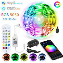 5 м 10 м 15 м Светодиодные ленты светильник RGB водить 60leds 5050 Luces светодиодный светильник полосы DC 12V гибкая лента IR WiFi Bluetooth Contoller + адаптер ЕС 2024 - купить недорого