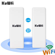 Kuwfi wifi ao ar livre ponte 5.8g 900mbps roteador sem fio cpe ponto a ponto 1-2km wifi repetidor wi-fi extensor com adaptador poe 2024 - compre barato