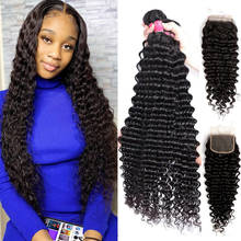 Virgo Deep Wave Bundles With Closure 30 Inch Curly Bundles With Frontal Remy Brazilian 3 4 Bundles Human Hair Weave Extensions 2024 - buy cheap