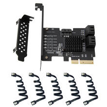 H1111Z плата расширения PCIE SATA контроллер PCI-E SATA концентратор/карты/бумажник карты Высокое качество нейлоновый чехол заграничного паспорта PCIE SATA 3,0 карты 5-Порты SATA3 SSD PCI Express X4 Gen3 адаптер 2024 - купить недорого