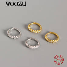 WOOZU Real 925 Sterling Silver Luxury Pave Crystal White Zircon Round Hoop Earrings For Women Party Bohemian Fine Jewelry Gifts 2024 - buy cheap
