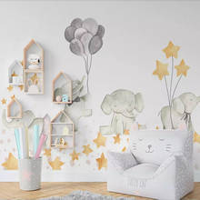 Milofi-papel tapiz 3D personalizado, mural de dibujos animados, elefante, estrellas, Fondo para habitación de niños, decoración de pared, mural 2024 - compra barato