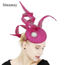 Faixa charmosa feminina elegante de 4 camadas, chapéu fascinator de penas flores, chapéu de aço inoxidável, faixa de cabeça elegante para mulheres 2024 - compre barato