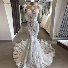 Lceland Poppy Luxury Lace Mermaid Wedding Dresses Sleeveless Beaded Floor Length Vestido de Novia Backless Bridal Gown 2024 - buy cheap