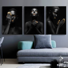 Pintura tela escandinavo preta africana feminina, com óleo, posteres e impressões, imagem de arte de parede para sala, decoração de casa 2024 - compre barato