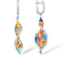 Hainon Fashion Shiny New Design Earring  Jewelry Luxury Drop Oil Flower Dangle Earrings for Woman Silver Color Long Earrings 2024 - buy cheap