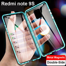 Frente traseira dupla face vidro temperado caso magnético para xiaomi redmi nota 9 9s 9 pro note10 10s 10 pro max 8 8 pro 7 pro capa 2024 - compre barato