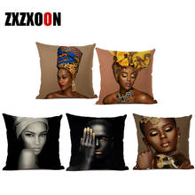 Capa de almofada para casa decoração da sala de estar estilo africano estilo feminino portait fronha 2024 - compre barato