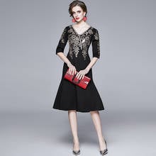 ZUOMAN Women Spring & Autumn Luxury Embroidery Dress Festa High Quality Long Vintage Party Robe Femme Designer V-Neck Vestidos 2024 - buy cheap