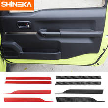 Shineka adesivos de fibra de carbono para decoração de interiores, acessórios de decoração para porta de carro suzuki jimny jb74 2019 2020 2024 - compre barato