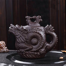 Yixing-TETERA de arcilla púrpura, té tradicional chino de dragón y Fénix, taza de agua, hervidor de Kung Fu, juego de té creativo de gran capacidad 2024 - compra barato