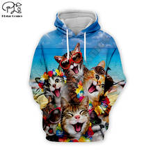 Sudadera con capucha para hombre y mujer, con estampado de gato en 3D, con dibujos de animales, abrigo Harajuku con cremallera, unisex, ropa de playa hawaiana 2024 - compra barato