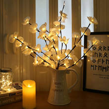 Guirnalda de luces LED para decoración navideña, guirnalda de luces florales de 73 CM con 20 LEDs, con simulación de orquídeas, relleno de florero 2024 - compra barato