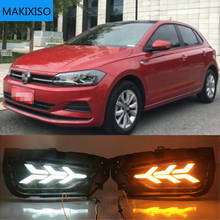 2PCS Car DRL For Volkswagen Polo 2019 2020 LED Daytime Running Light Fog Lamp Sequential Yellow Turn Signal Function 2024 - buy cheap