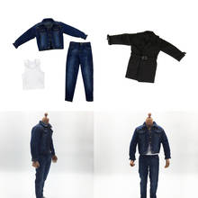 Jaqueta magideal masculina 1/6, calças jeans, casaco longo de 12 "zy zc toys dragon dml bonecos de ação 2024 - compre barato
