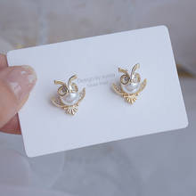 2021 New Jewelry 14K Gold Plated  Cute Small Stud Earrings for Women Gift Pearl Owl Earrings 2024 - buy cheap