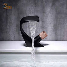 Grifo de lavabo de cascada cromado para baño, grifería de agua fría y caliente, mezclador de agua fría y caliente, moderno, color negro 2024 - compra barato