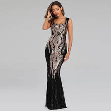 YIDINGZS 2021 Women Gold Sequin Party Maxi Dress Sleeveless Formal Evening Dress 2024 - buy cheap
