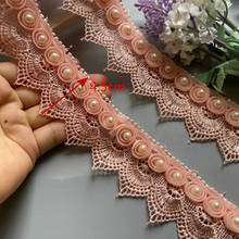 2 Yard 4.5cm Ribbon Plum Flowers Pearl Lace Trimmings Ribbons Beaded Lace Fabric Embroidered Sewing Wedding Dress Clothes New 2024 - buy cheap