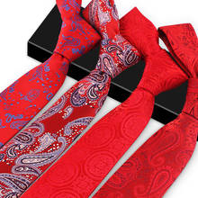 High Quality 2022 New Designers Brands Fashion Business Casual 7cm Slim Ties for Men Necktie Red Paisley Wedding with Gift Box 2024 - buy cheap