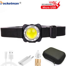 Super Bright Headlamp USB Rechargeable Headlight COB LED Head Light with Built-in Battery Waterproof Head Lamp White Lighting 2024 - buy cheap