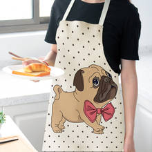 Cartoon Cute Dog Printed Kitchen Apron Cotton Linen Sleeveless man women Chef Cooking Aprons Kitchen accessories 68*55cm 0005 2024 - buy cheap