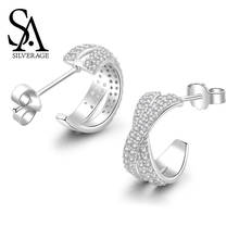 SA-pendientes de plata de primera ley y circón para mujer, aretes pequeños, plata esterlina 2020, Circonia cúbica, zirconia, circonita, zirconita, zirconita, serie X S925 2024 - compra barato