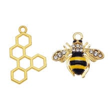 6pcs honey comb and bee Charms Enamel Necklace Pendant Crystal Gold Animal Bracelet Handmade DIY Jewelry Earrings Accessories 2024 - buy cheap