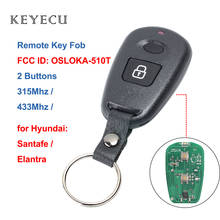 Keyecu chave remota fob 2 botões 315mhz/433mhz, para hyundai santafe elantra 2002 2003 2004 2005 fcc 2006 id: 2024 - compre barato