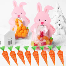 Easter Rabbit Candy Bag With Greeting Cards Easter Bunny Carrot Candy Bag Cones Transprant Plastic Bag Kids Birthday Party Decor 2024 - buy cheap