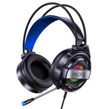Fones de ouvido headset para jogos, headset estéreo com som surround e microfone usb colorido e leve para pc e notebook 2024 - compre barato